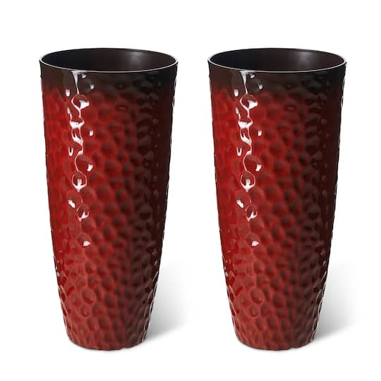 Glitzhome® 31" Eco-Friendly Honeycomb Textured Tall Plastic Planters, 2ct.
